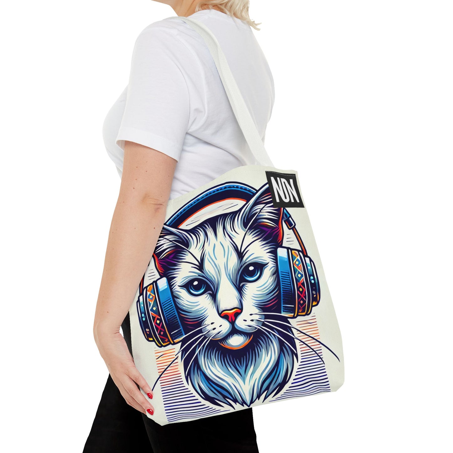 Tote Bag, Cat headphones